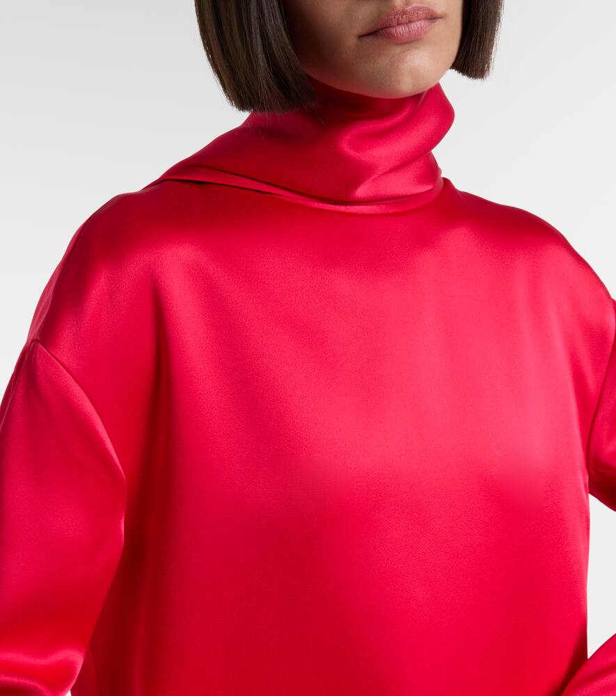 Асимметричное коктейльное платье из крепа с деталью-шарфом Tom Ford, Cranberry — фото 4