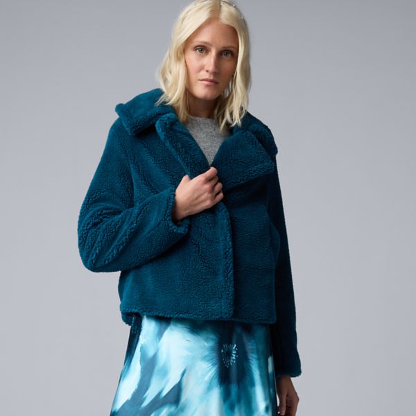 

Женская укороченная куртка из шерпы Simply Vera Vera Wang, цвет mediterranean sea, Черный, Женская укороченная куртка из шерпы Simply Vera Vera Wang, цвет mediterranean sea