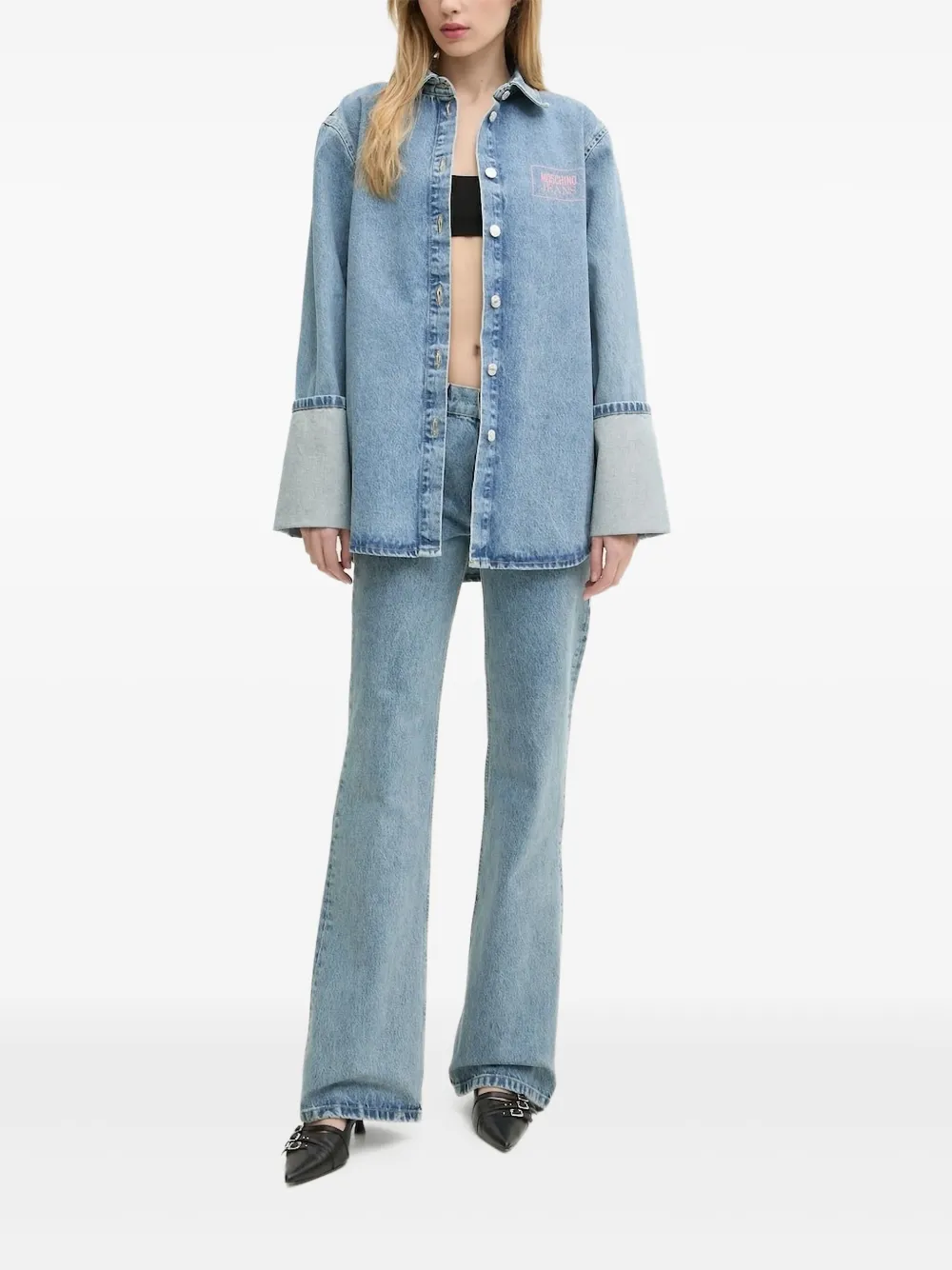 

Расклешенные джинсы с высокой талией MOSCHINO JEANS, синий