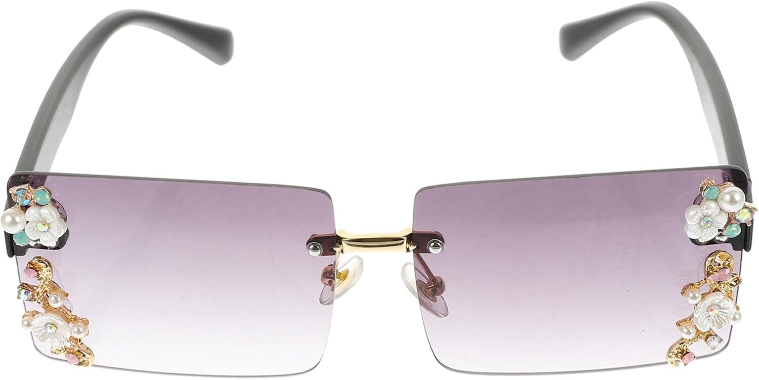 

Женские солнцезащитные очки со стразами, декоративные модные очки в черной оправе с градиентными линзами, стильные аксессуары для вечеринок, сценических выступлений и повседневной носки GLSTOY, Black