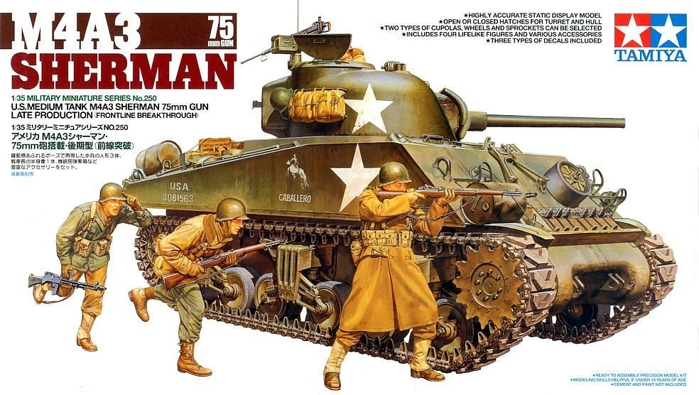 

Tamiya 35250 1:35 Us Medium Tank M4A3 Sherman 75-мм пушка Позднее производство