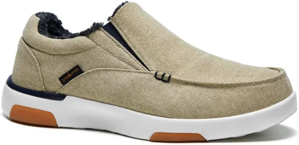 

Мужские ортопедические удобные мокасины OrthoComfoot с поддержкой свода стопы, ортопедические лоферы при подошвенном фасците, повседневные винтажные прогулочные туфли из ткани для облегчения боли в стопе и пятке, хаки