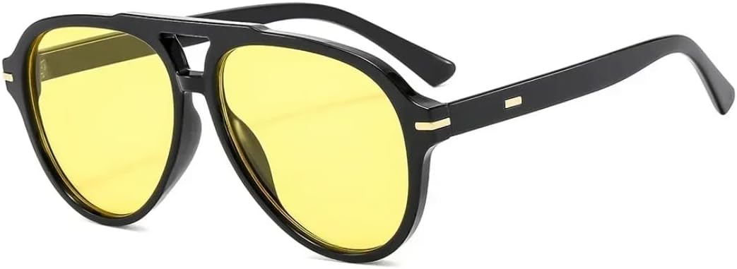 

Солнцезащитные очки с защитой UV400 | Красные, с двойной перемычкой, крупная оправа | для женщин и мужчин, для занятий спортом на открытом воздухе и вождения DSVIGF, Black Yellow