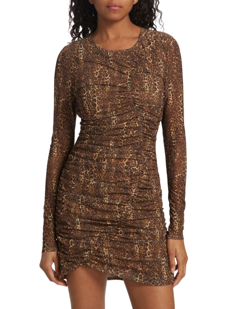 

Мини-платье Magdalena с леопардовым принтом и сборками Cami NYC, цвет Animal Print