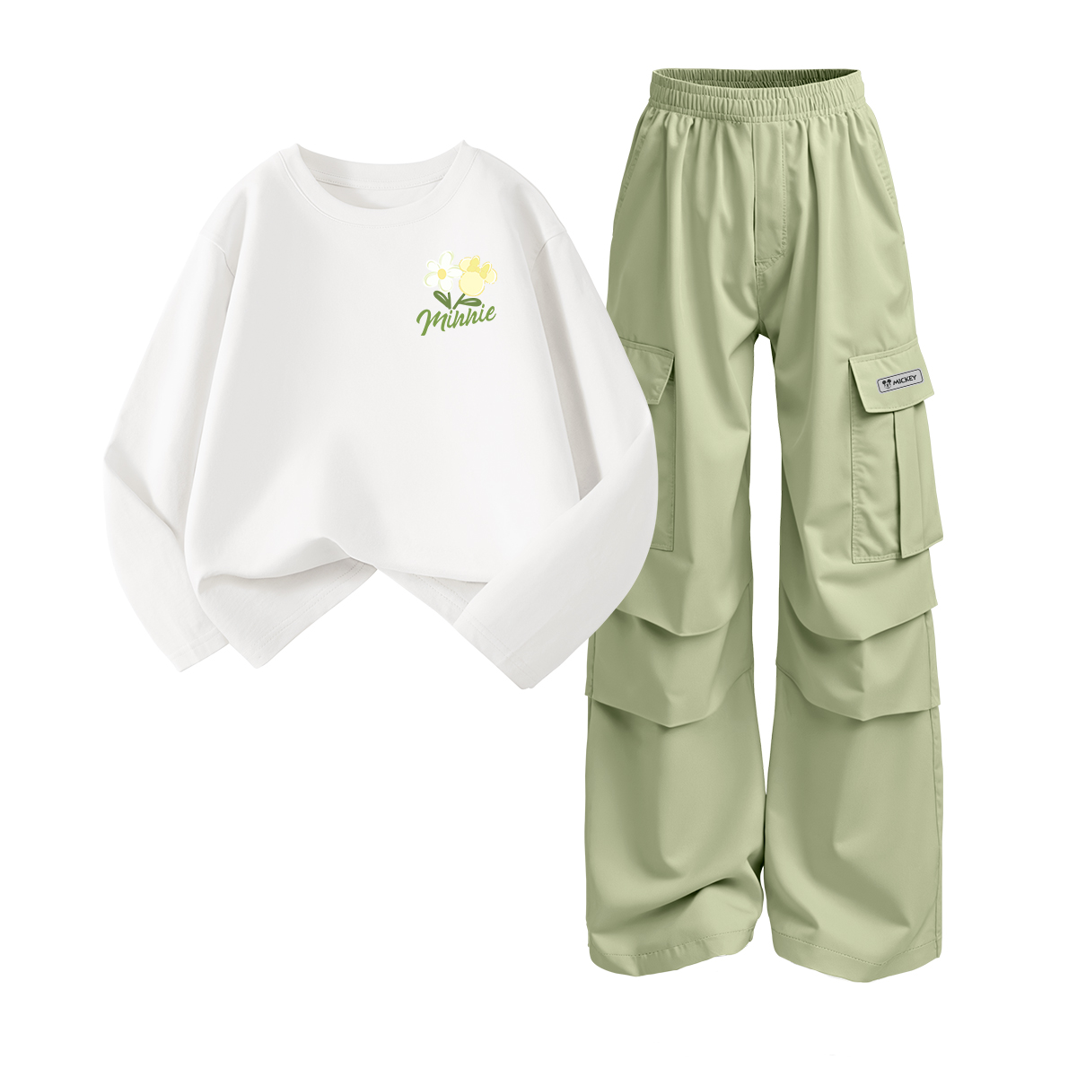 

Повседневный спортивный комплект из 2 предметов для детей 3-7 лет Disney, белый/зеленый