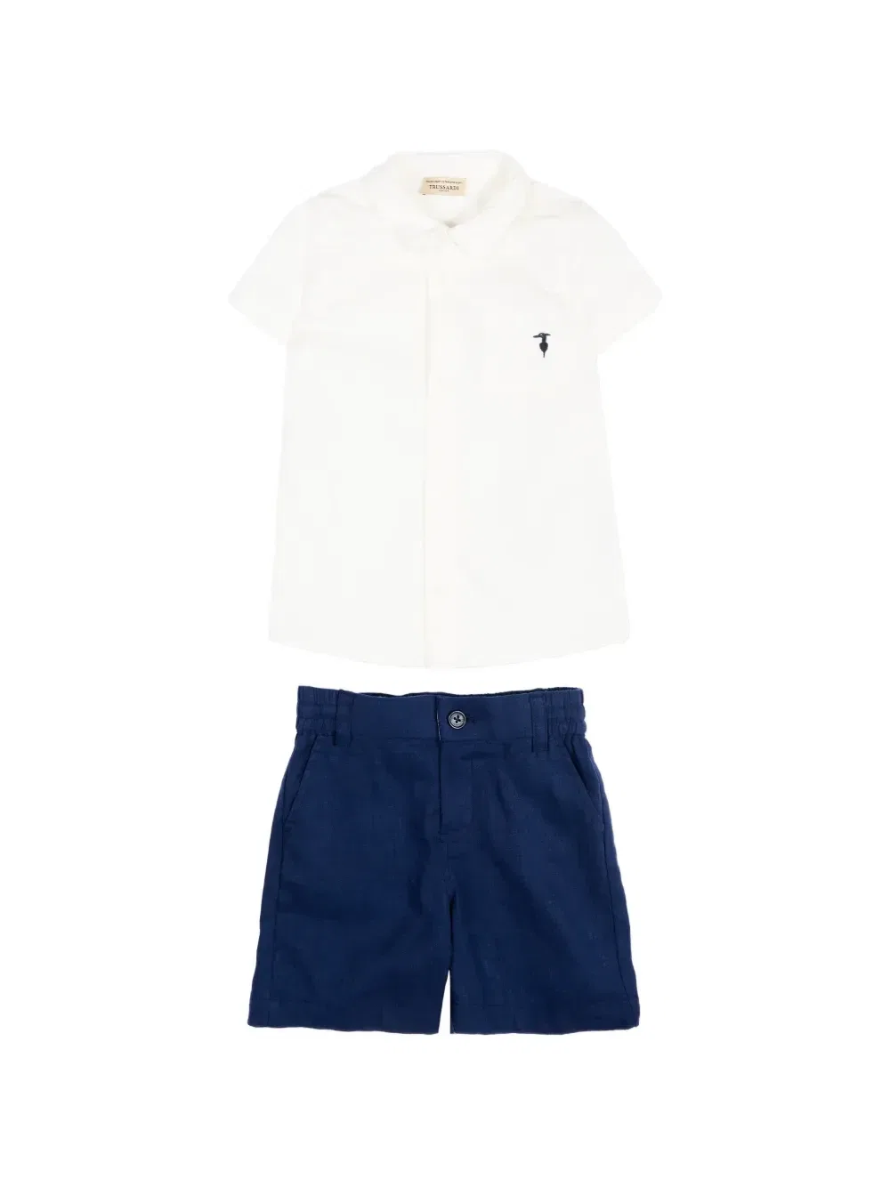 Комплект из рубашки и шорт с логотипом Trussardi Junior, белый