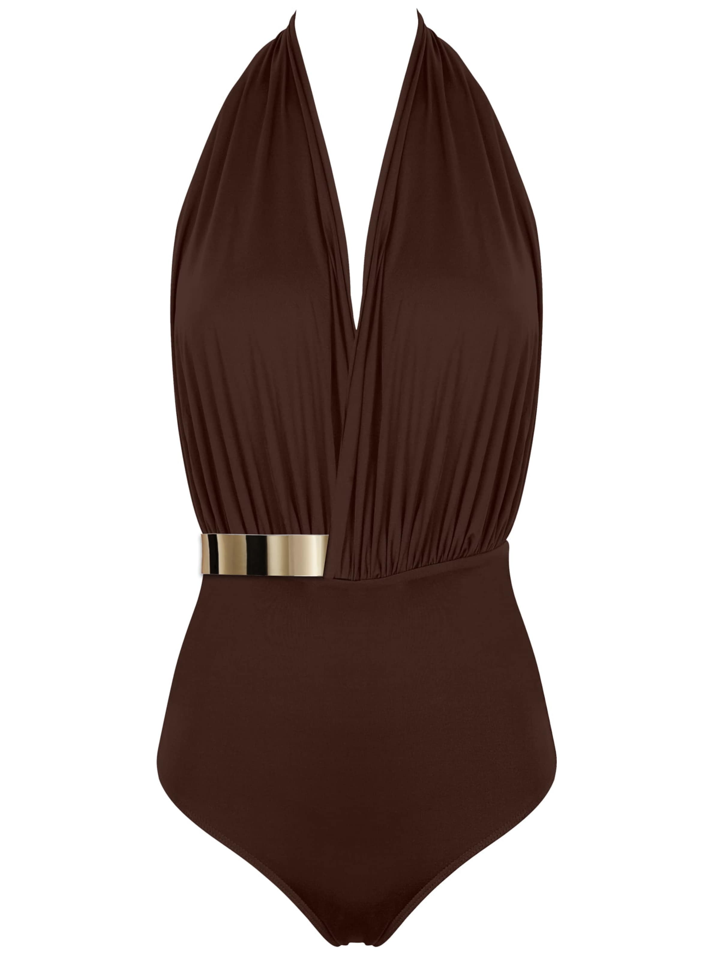 

SEA ME SWIM Купальник с высоким горлом 'ST. TROPEZ Gold Edition' в темно-коричневом цвете, Коричневый, SEA ME SWIM Купальник с высоким горлом 'ST. TROPEZ Gold Edition' в темно-коричневом цвете