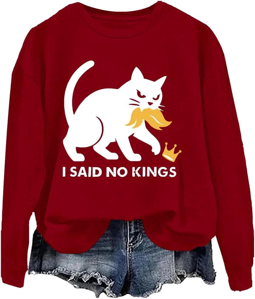 

Толстовка I Said No Kings с принтом кота woati
