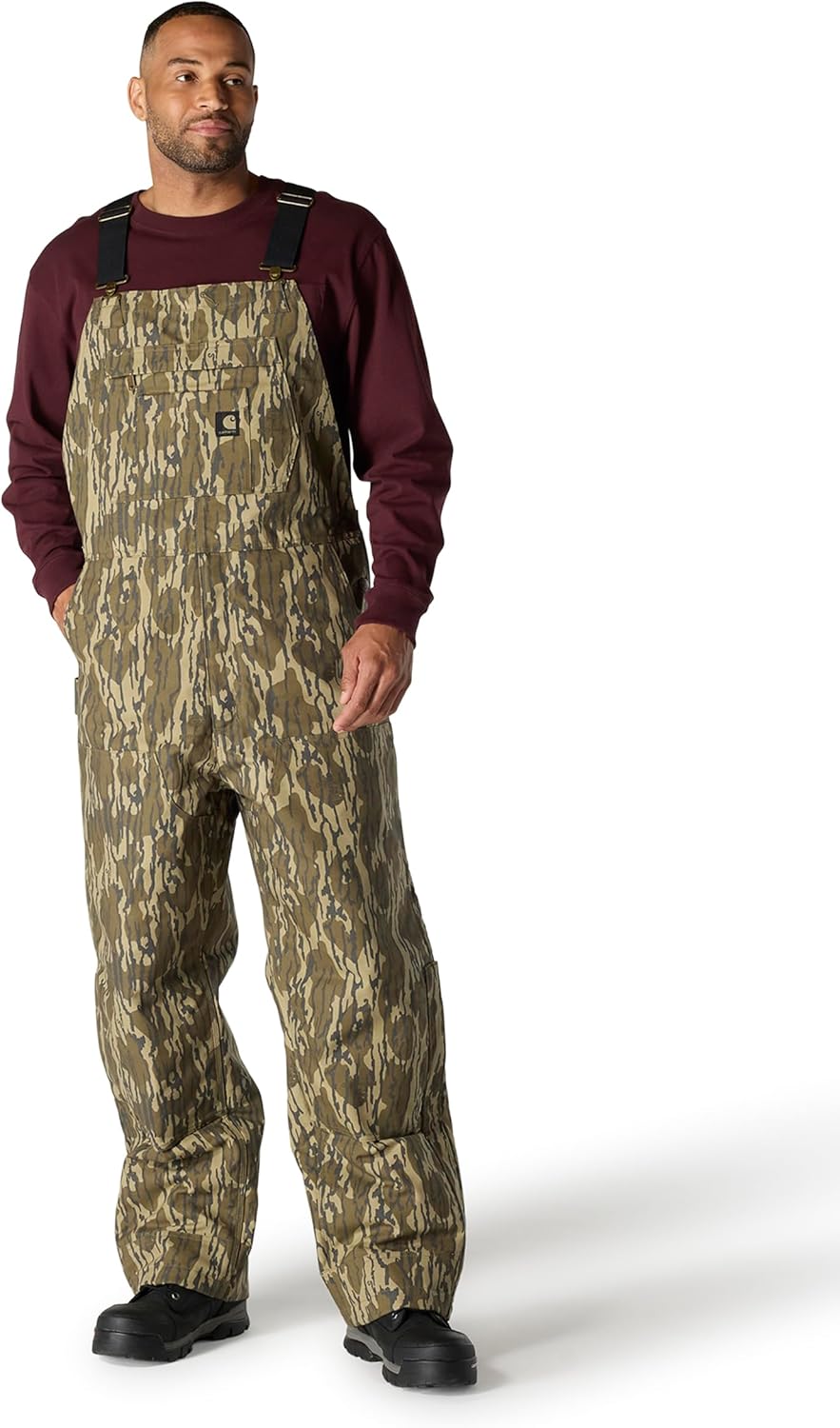 

Carhartt мужские утепленные комбинезон-брюки Rugged Flex Duck Loose Fit Camo, Mossy Oak Bottomland Camo