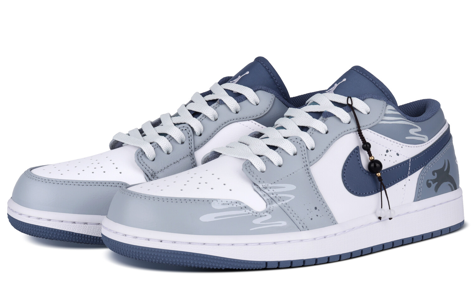 

Кроссовки Air Jordan 1 Vintage Basketball Shoes Men Low-top White, темно-синий