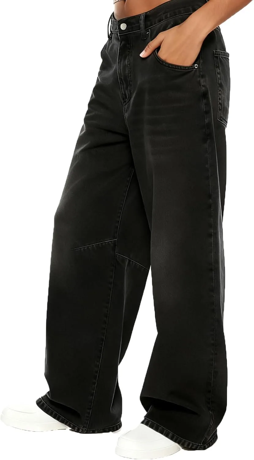 Прямые джинсы с высокой талией для женщин stretch denim с карманами — фото 2