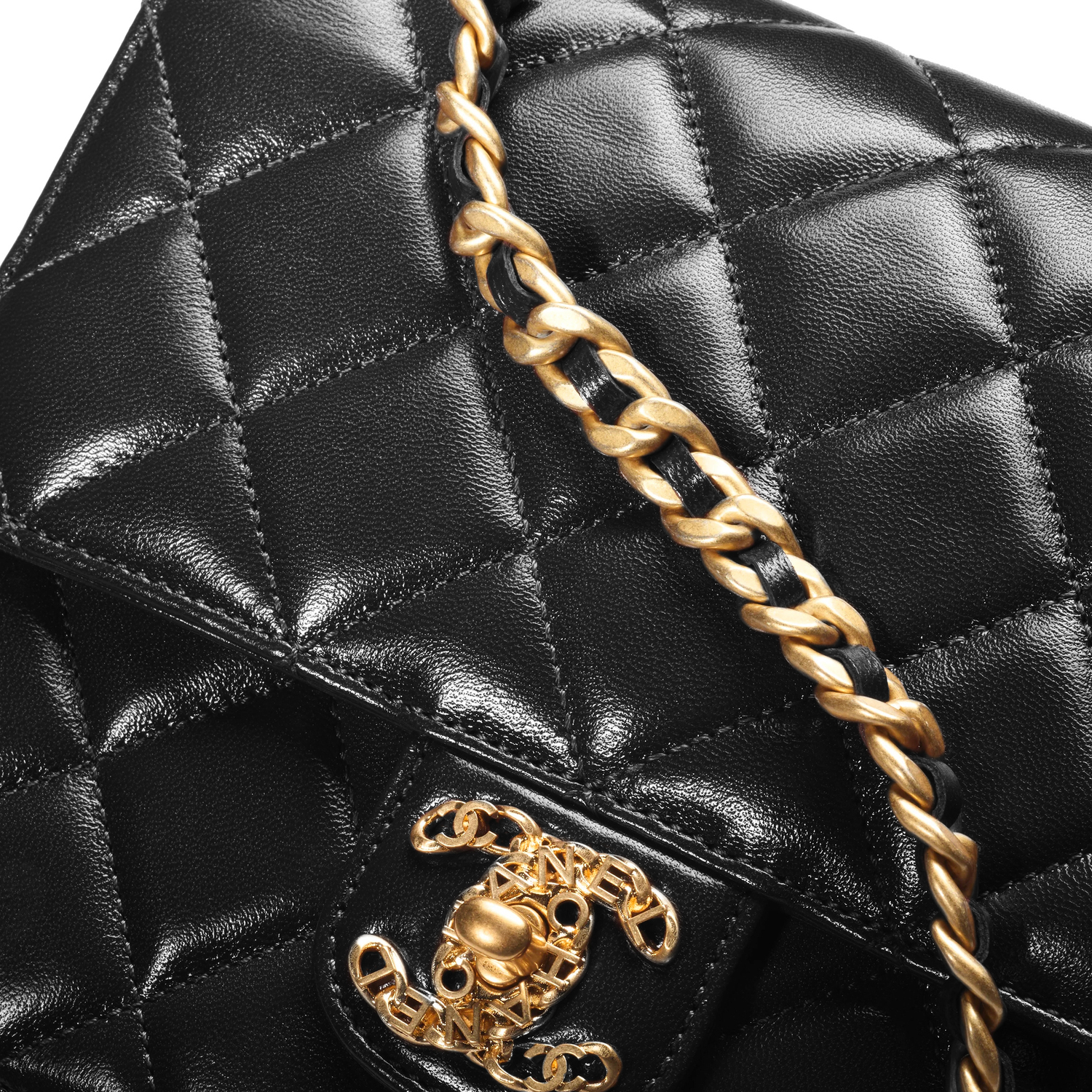Сумка через плечо из овчины с цепью, черная CHANEL — фото 4