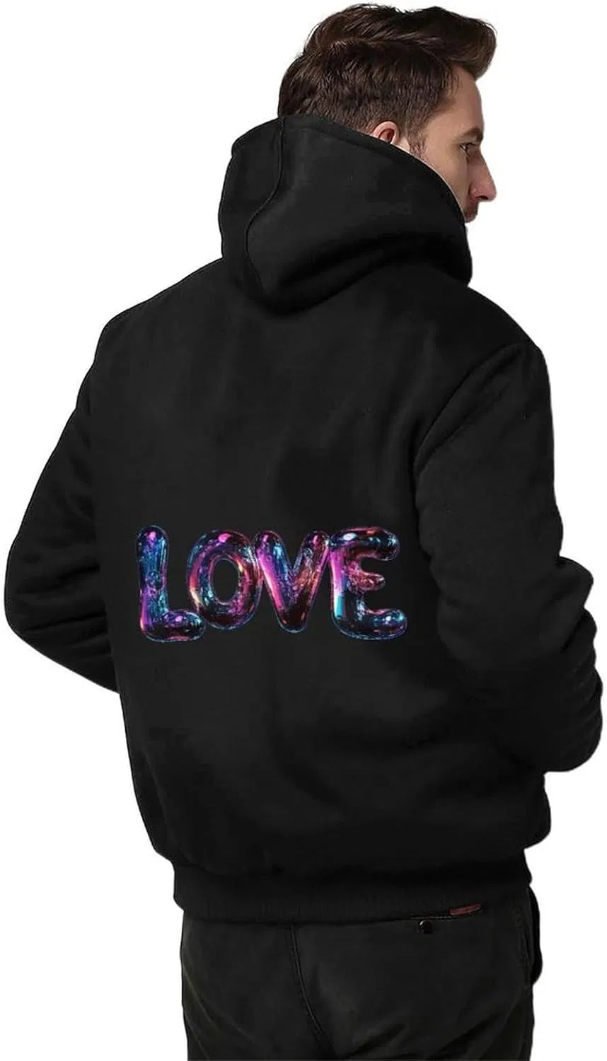 Теплая мужская толстовка с капюшоном Bubble Love, толстая флисовая куртка с карманами, зимняя — фото 2