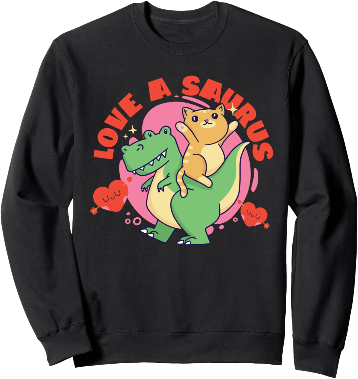 

Толстовка с милым динозавриком Love A Saurus для девочек и мальчиков Cute Dinosaurs Designs For Tiny Paleontologist, черный