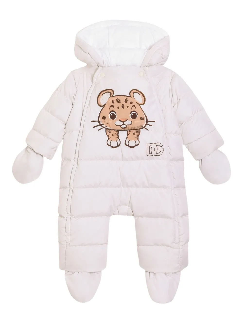 

Комбинезон с капюшоном и леопардовым принтом Dolce & Gabbana Kids, белый