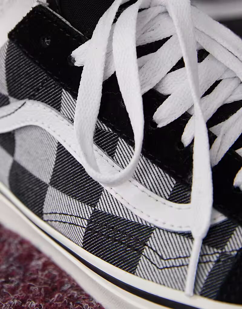 Кроссовки Vans Old Skool с монохромным шахматным узором черного цвета — фото 3
