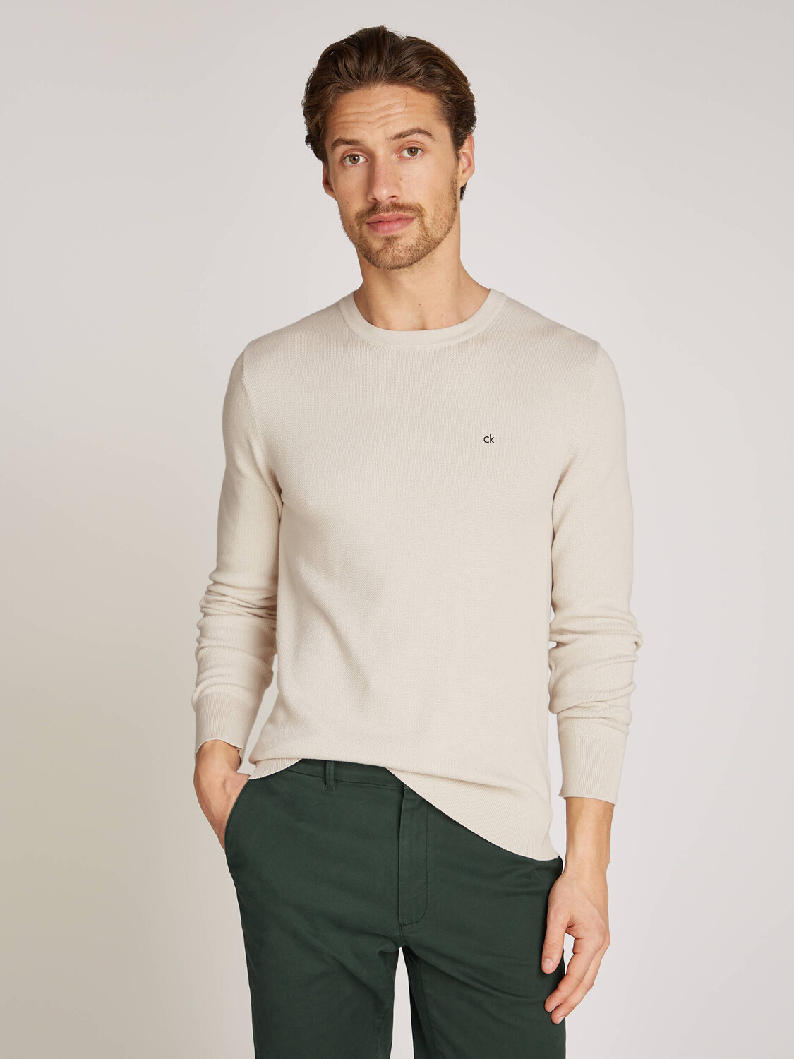

Свитер Calvin Klein Slim Fit, бежевый