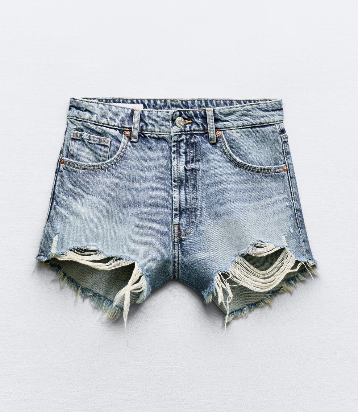 

Шорты Zara Trf High-waist Denim Ripped, синий