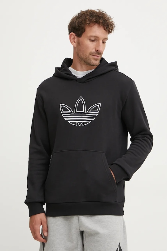 

Хлопковая толстовка Outline Hoodie Adidas Originals, черный