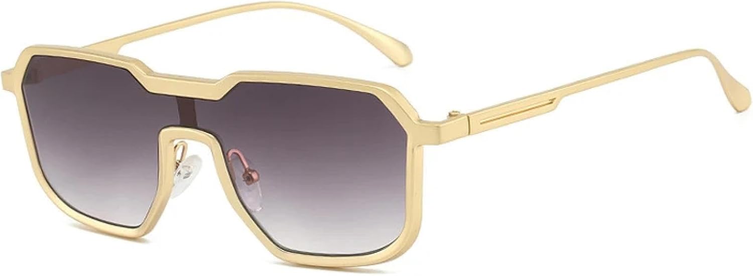 

Панк-метал цельные солнцезащитные очки для женщин и мужчин, нестандартной формы, для активного отдыха, рыбалки, летних путешествий, с защитой от УФ-излучения UV400 TKKTLLT, Gold Gradient Gray