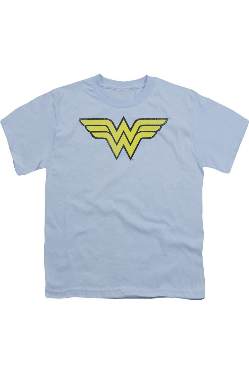 

Футболка с логотипом Wonder Woman DC Comics, винтажный эффект, короткий рукав, для подростков Gildan, светло-голубой