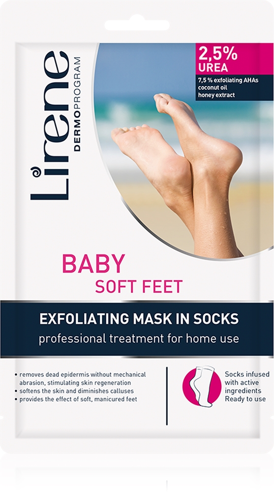 

Уход за ногами отшелушивающая увлажняющая смягчающая маска для ног Lirene, 2,5% urea 1 pora