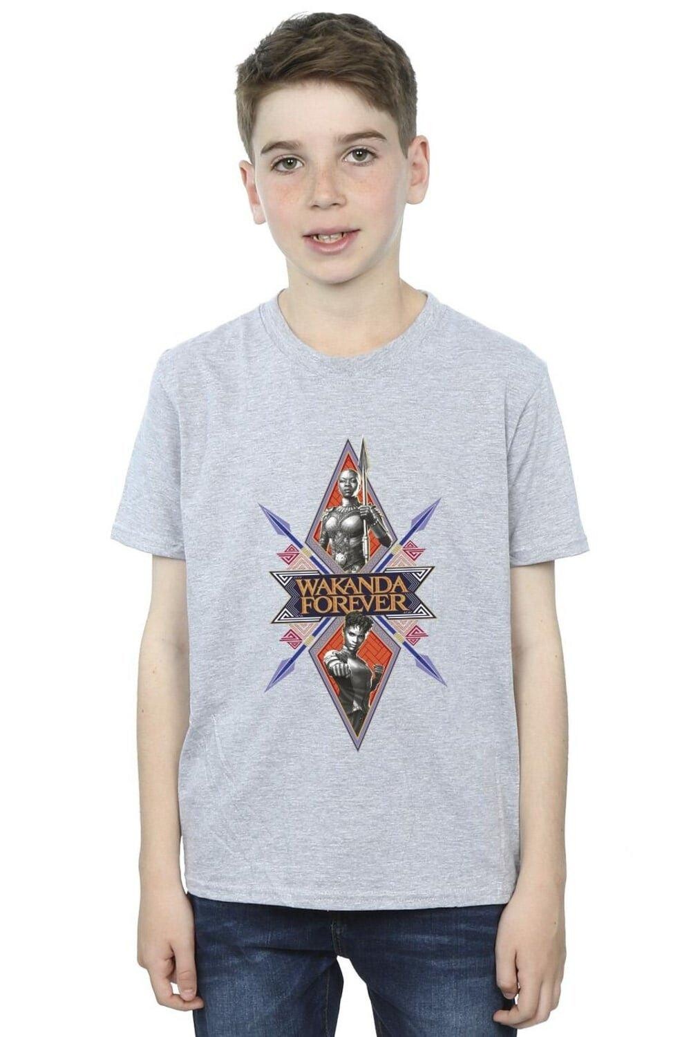 

Футболка Wakanda Forever Tribal Spear на груди Marvel, серый