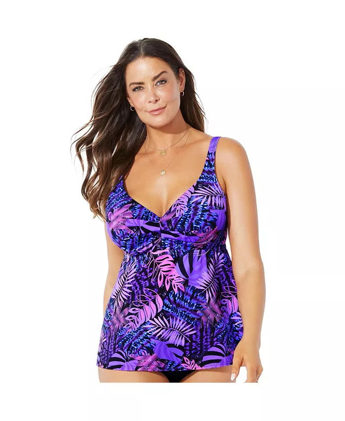 

Женский бюстгальтер Sweetheart с косточками и топ-танкини Swimsuits for All, фиолетовый