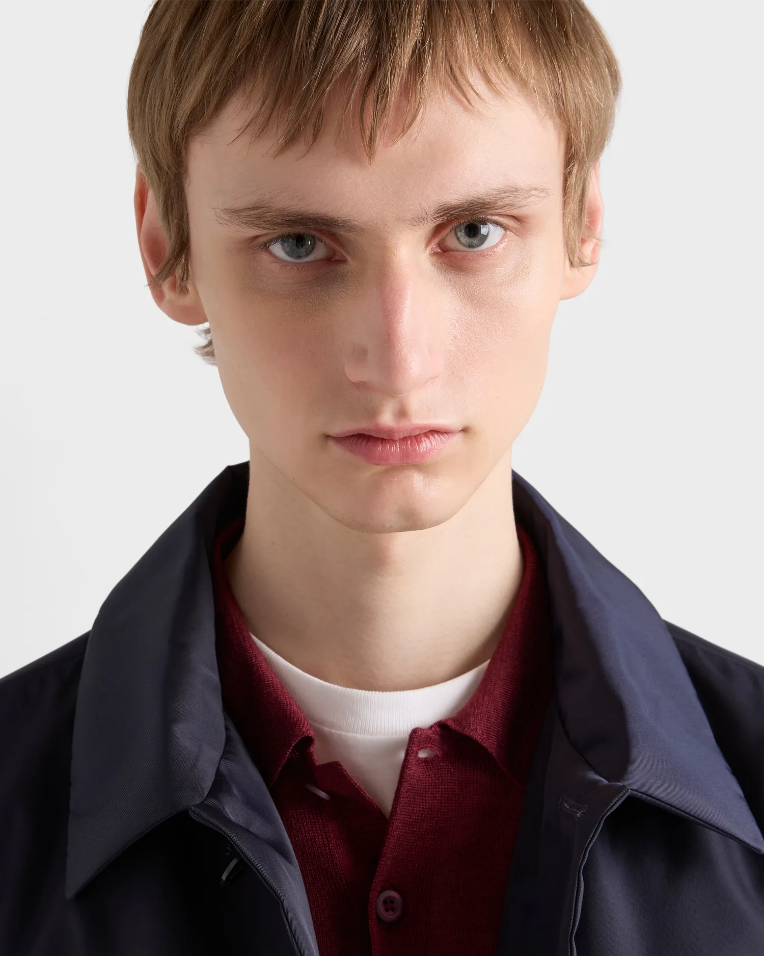 Поло-свитер из шерсти и шелка Prada, бордовый — фото 3