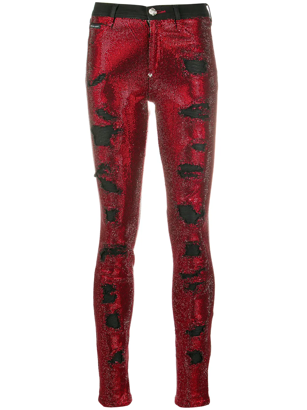 

Джинсы скинни с кристаллами Philipp Plein, красный