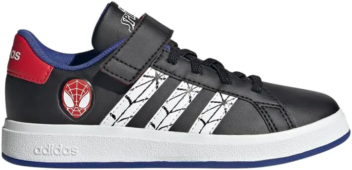 Кроссовки для мальчиков Adidas Kids Grand Court Spider Man слипоны повседневные - черные, черный/белый/синий — фото 4