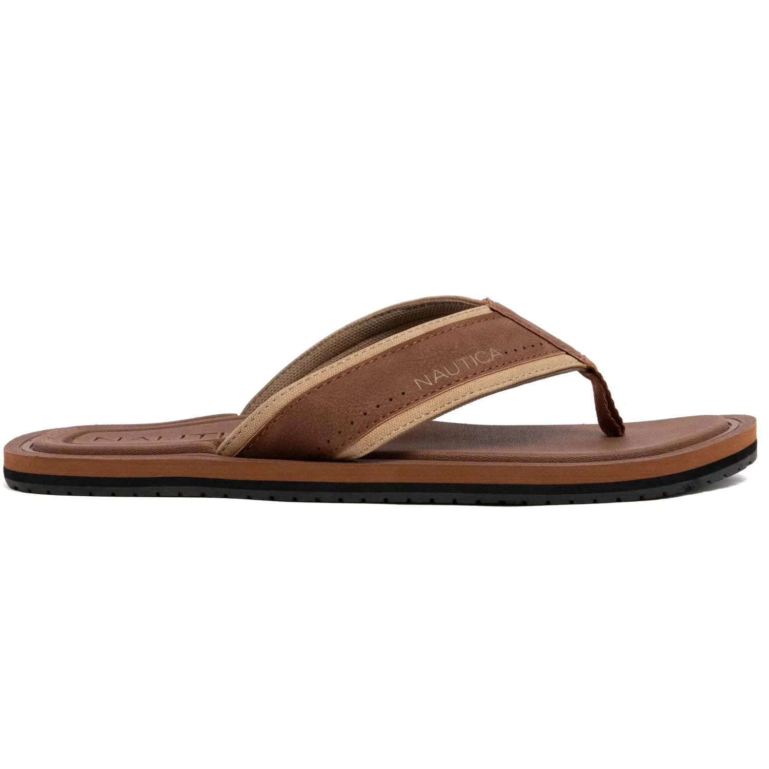 Nautica Mens Logo Flip-Flop, Sand Shore — фото 3
