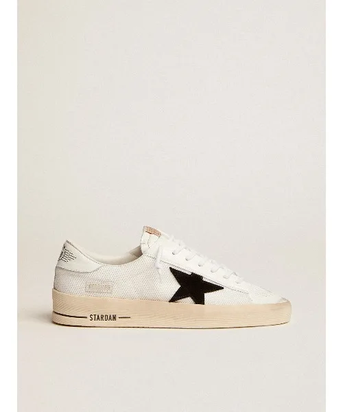 Мужские кроссовки Stardan GOLDEN GOOSE бело-чёрные с винтажной обработкой