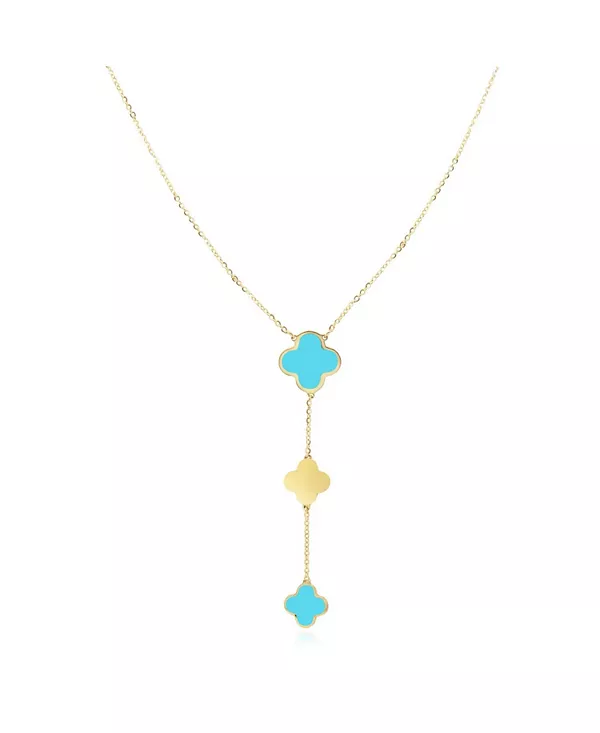 

Ожерелье-Лариат с бирюзовым клевером, 14-каратное золото The Lovery, turquoise