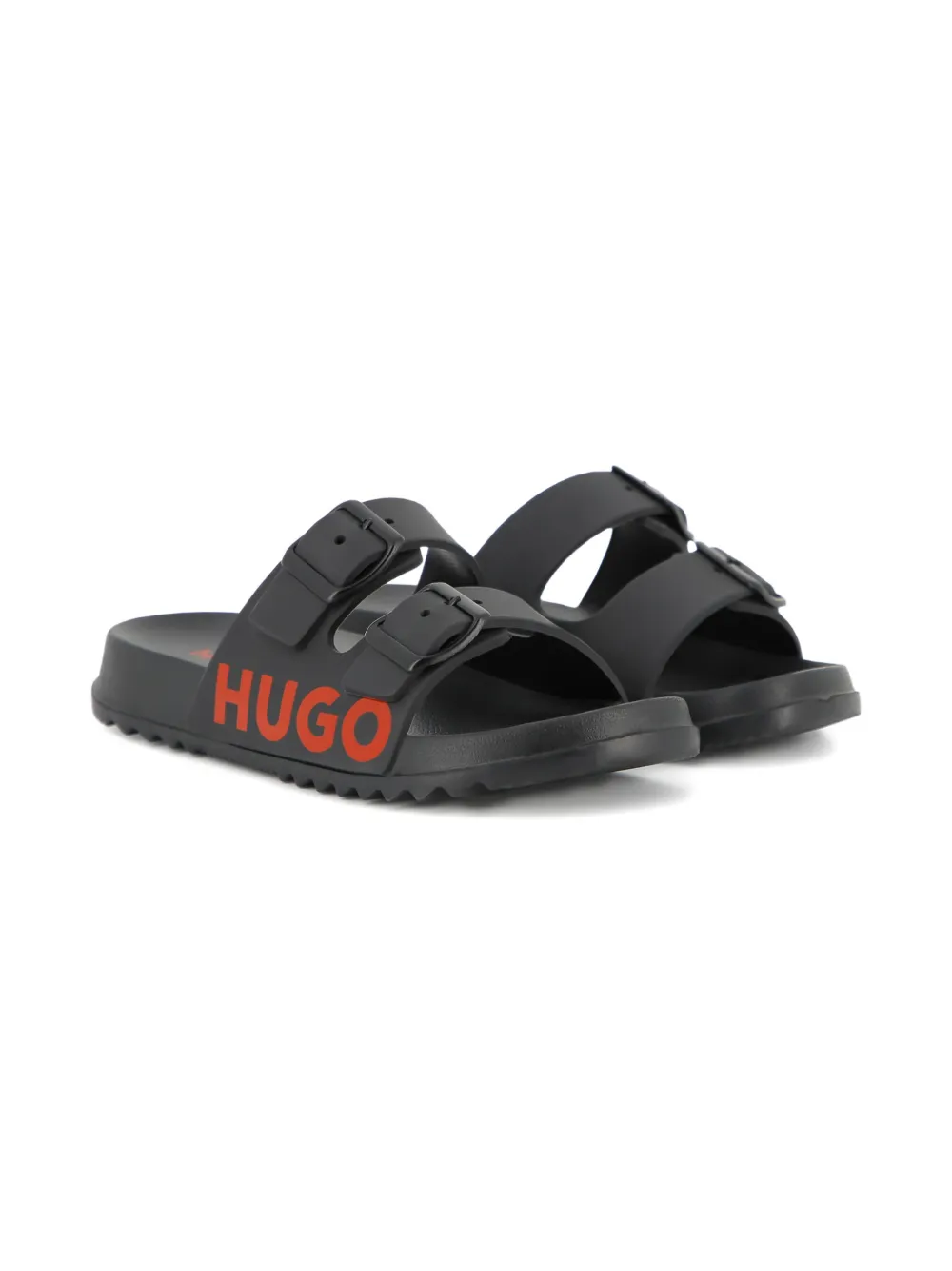 Шлепанцы с пряжками Hugo Kids, черный