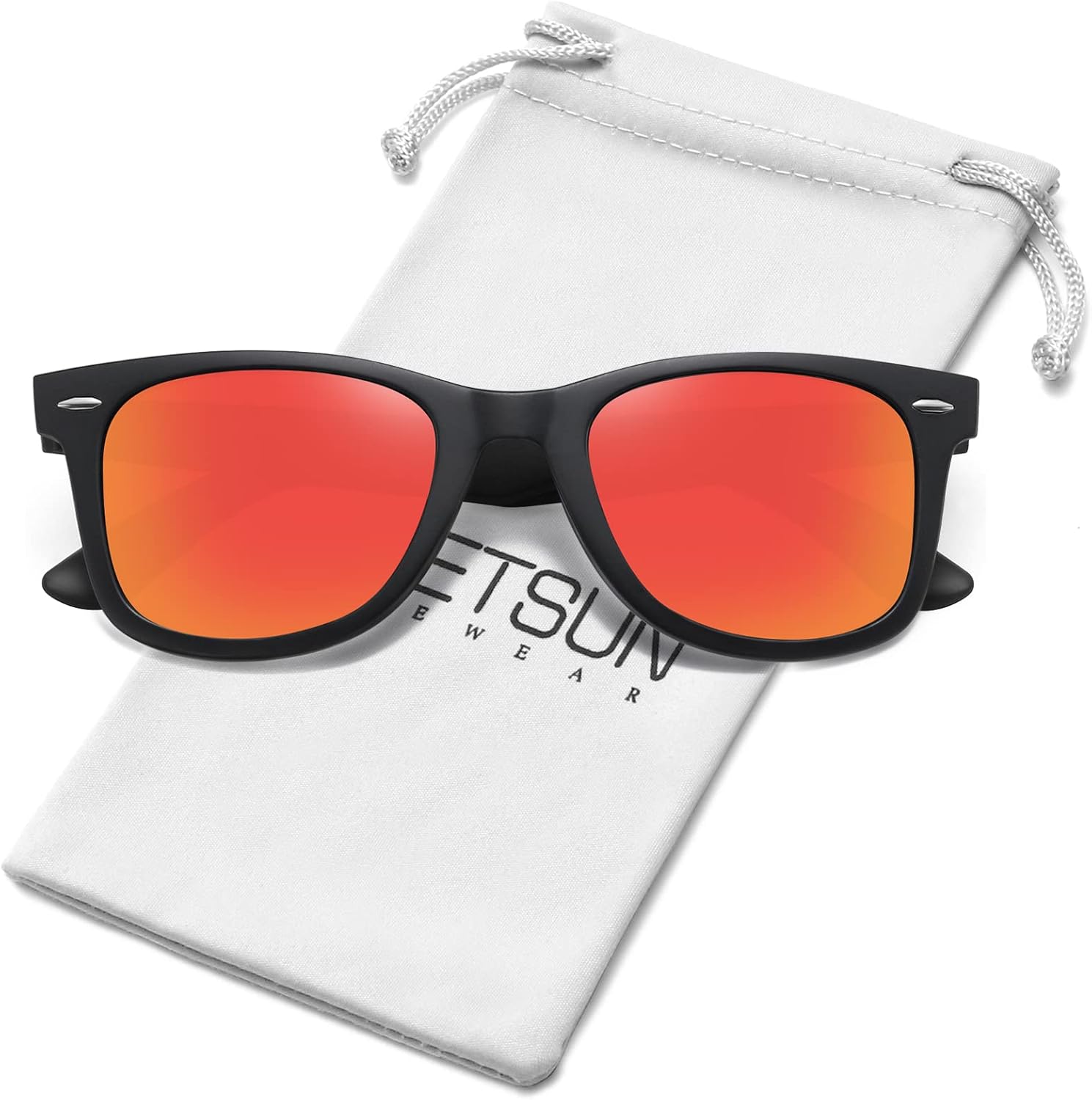 

Поляризованные солнцезащитные очки MEETSUN для женщин и мужчин, классическая ретро-квадратная оправа, очки для вождения, защита от УФ-излучения, Matte Black Frame Red Mirrored Lens