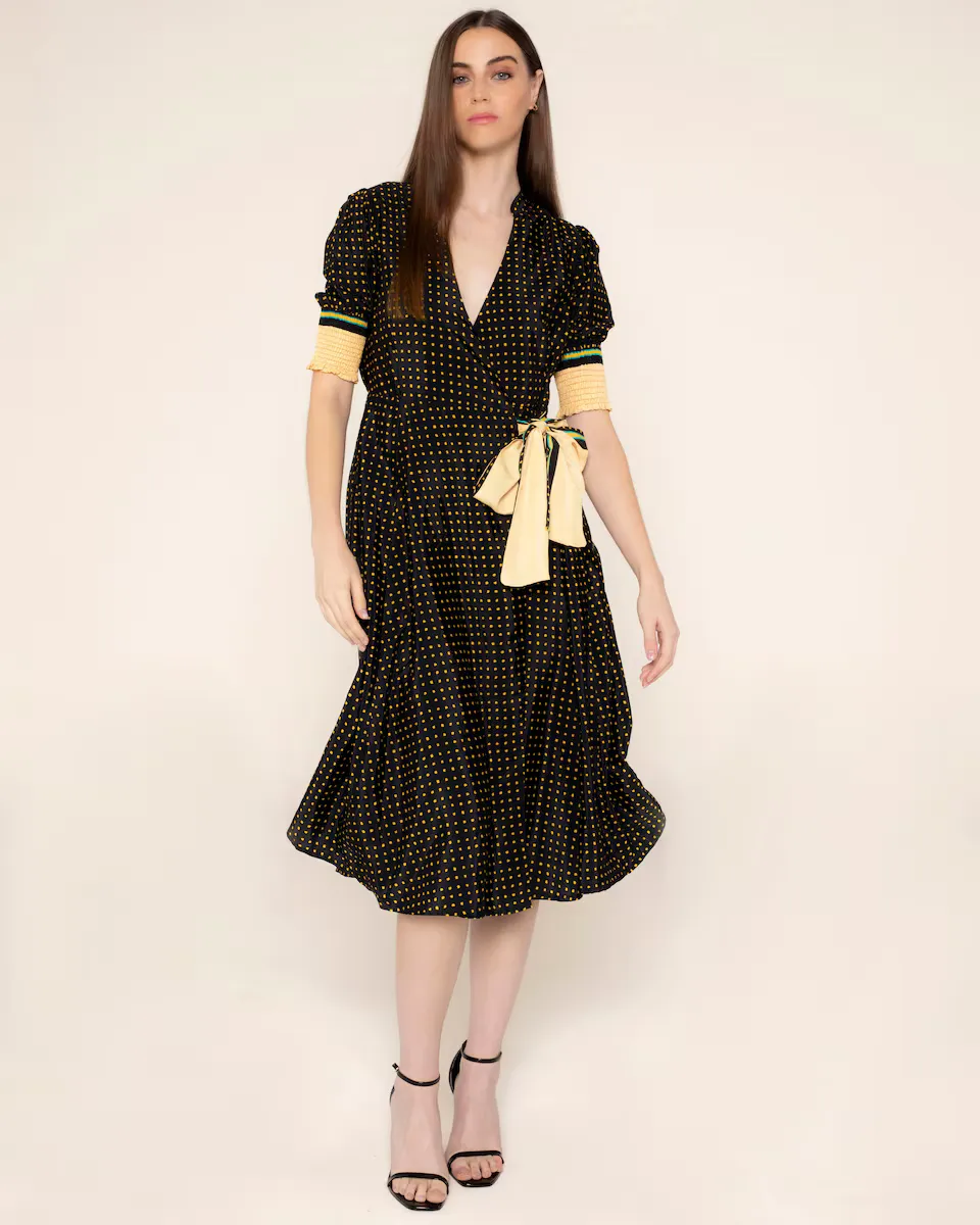

Платье миди в горошек с бантом Niza, черный
