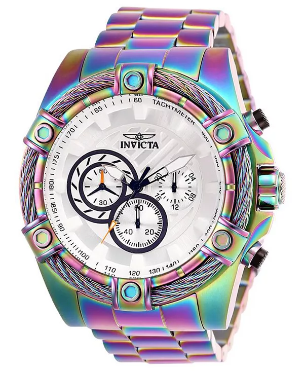 

Мужские кварцевые часы-хронограф 25520 Bolt с белым циферблатом Invicta, purple