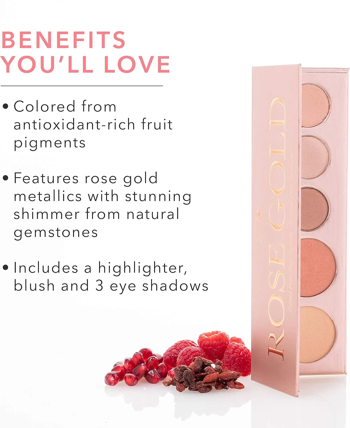 Палетка для макияжа Fruit Pigment Rose Gold Palette 100% Pure, мультиколор, 5 оттенков — фото 3