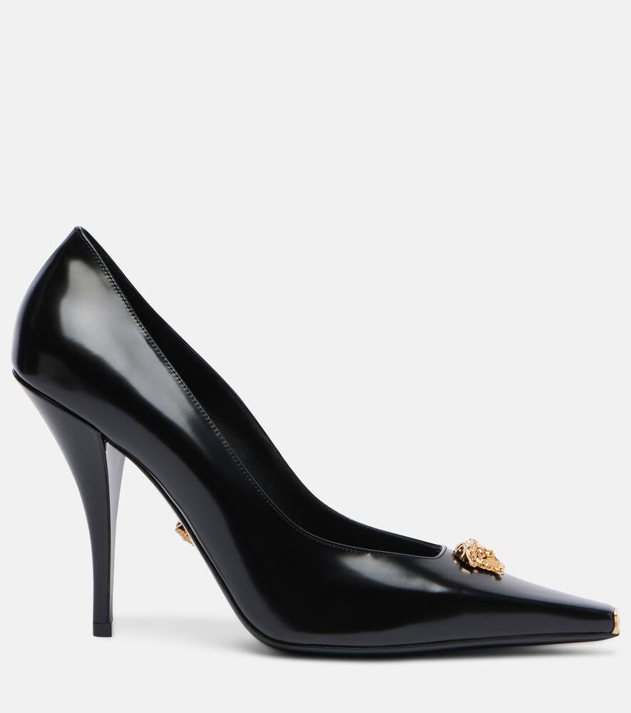 Кожаные туфли лодочки La Medusa 105 Versace, Black-Versace Gold — фото 4