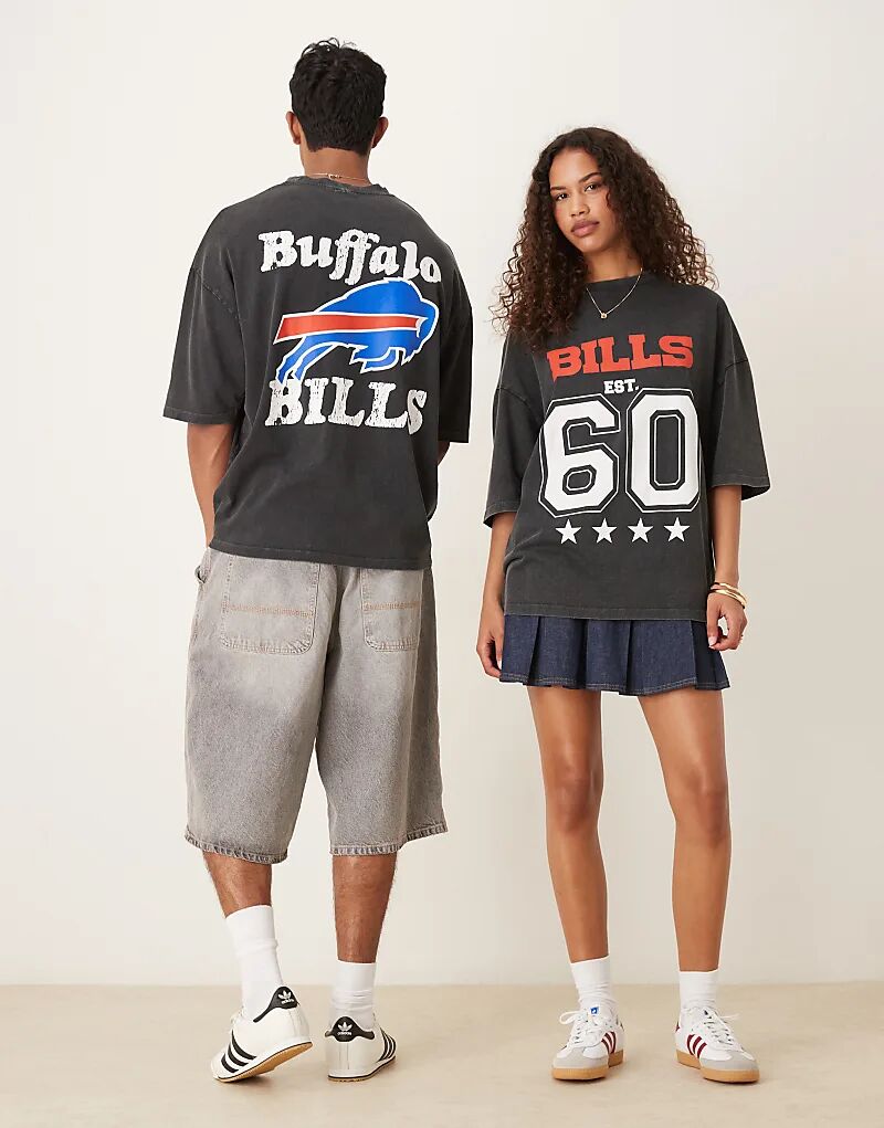 

Футболка унисекс свободного кроя NFL ASOS DESIGN с принтом Buffalo Bills, цвет: черный