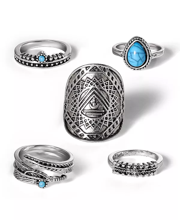 

Изящный комплект из 5 колец смешанного золотого оттенка Jessica Simpson, silver