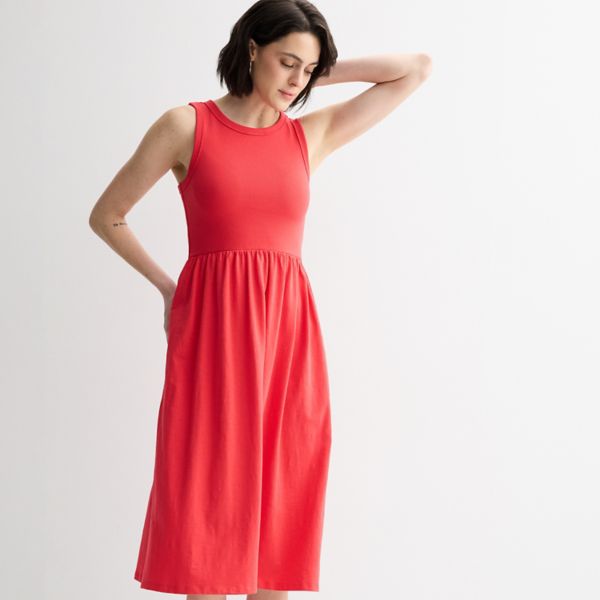 

Миниатюрное трикотажное платье из смешанной техники Sonoma Goods For Life, цвет hawaii rose