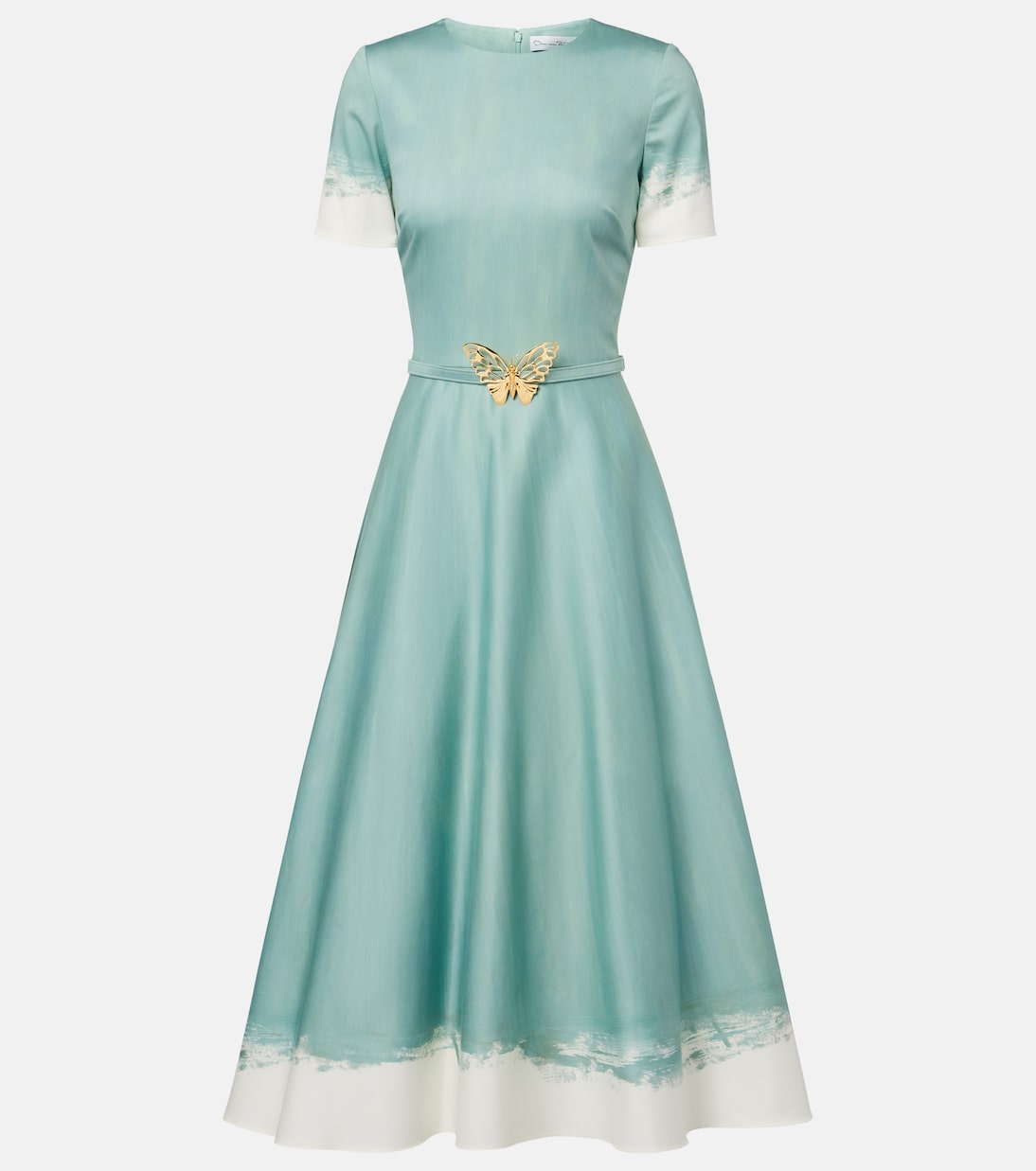 

Платье миди из смесового хлопкового поплина с декором Oscar de la Renta, Seaglass