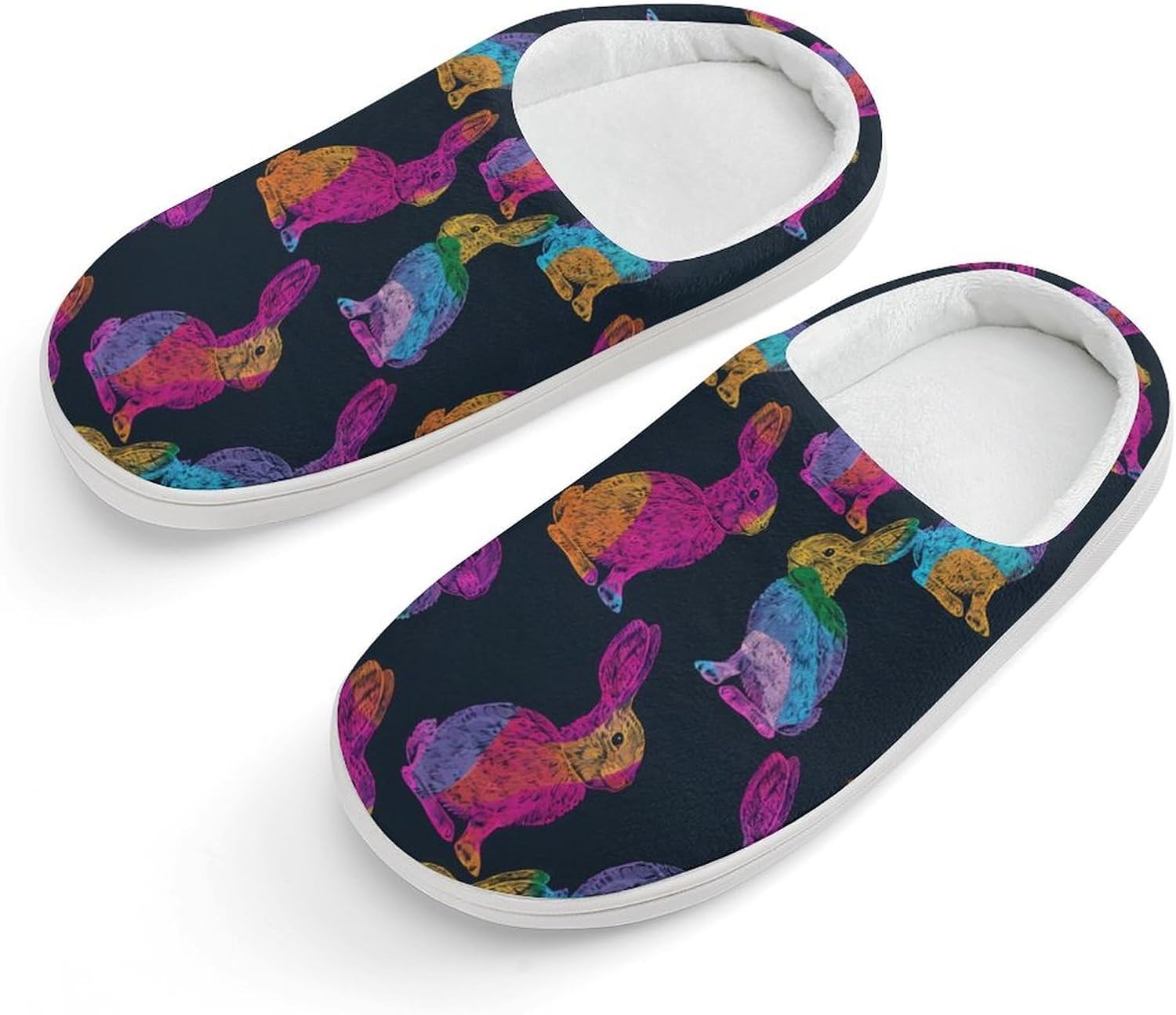 

Красочные милые хлопковые тапочки с пасхальным кроликом, противоскользящие домашние тапочки с принтом для дома и улицы Generic, белый