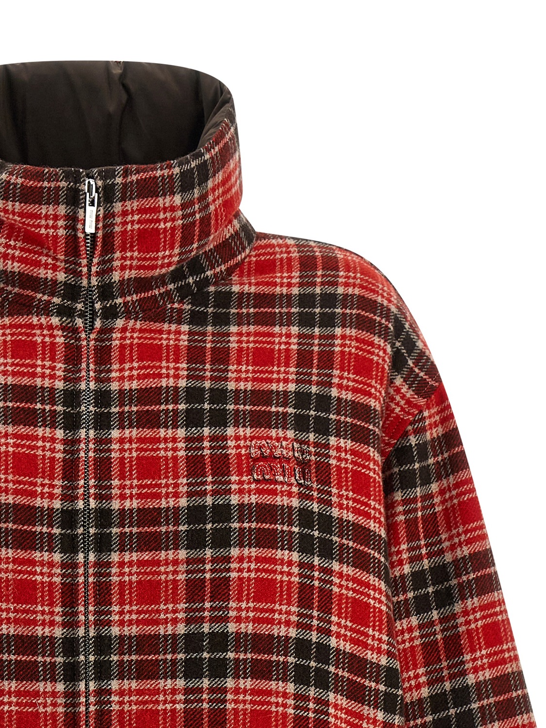 Двусторонний пуховик с логотипом на груди MIU MIU, мультиколор — фото 4