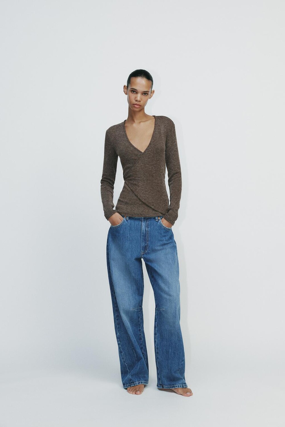 

Мягкая куртка-обертка ZARA, цвет brown vigore