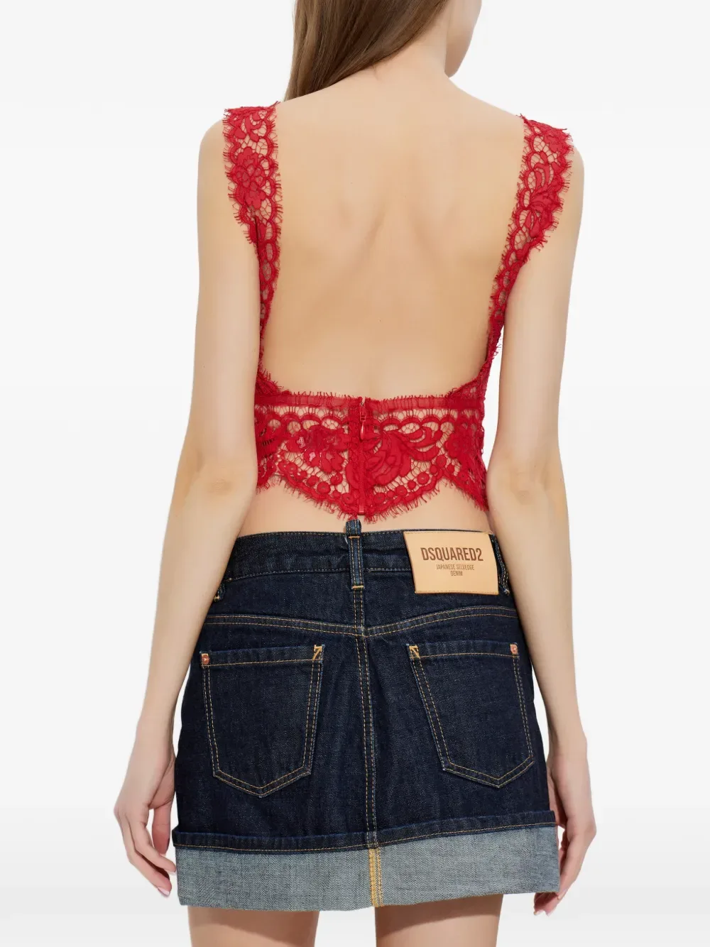 Блузка Sophie с кружевом DSQUARED2, красный — фото 4