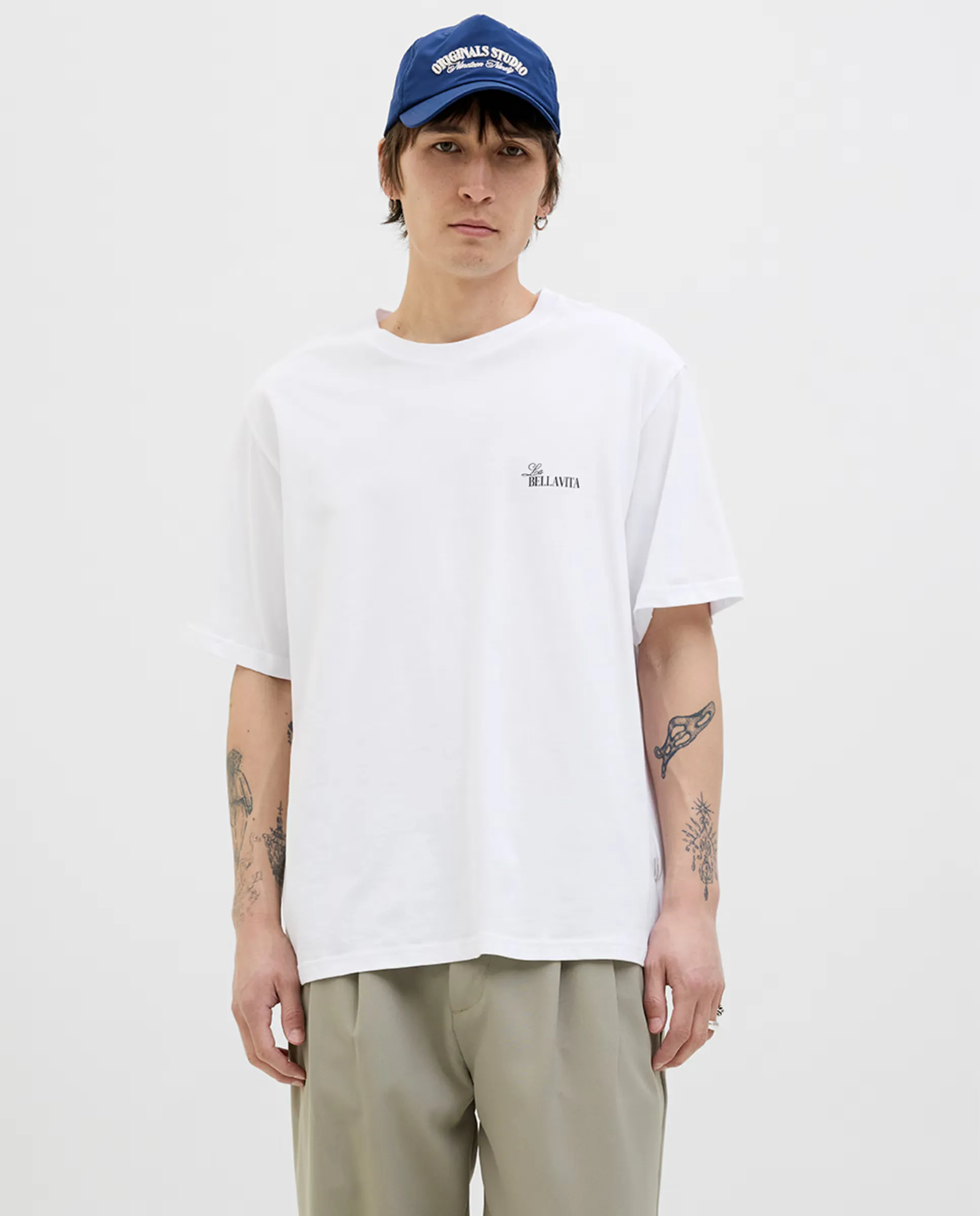 

Мужская футболка с коротким рукавом, боковым принтом и принтом на спине Jack & Jones, белый