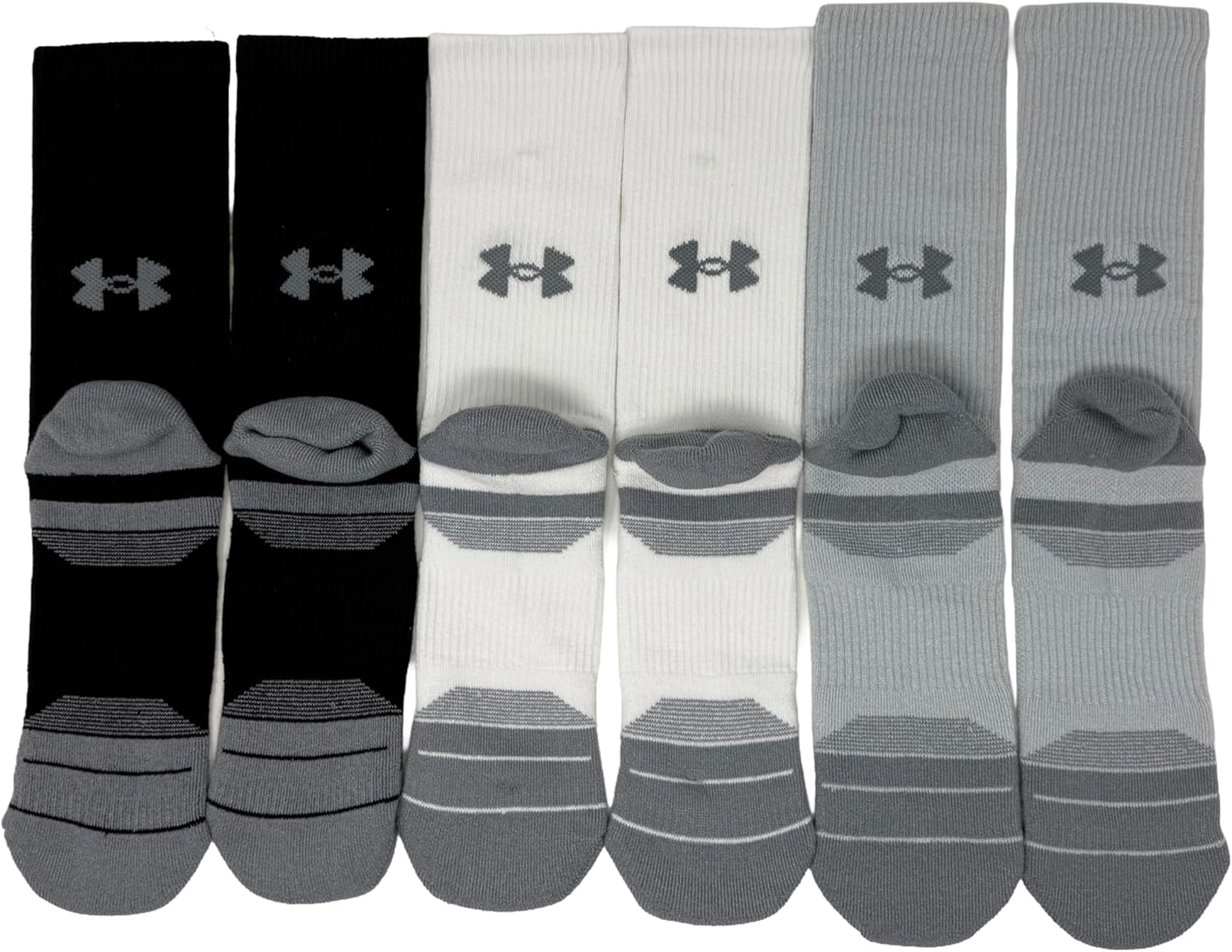 

Under Armour мужские носки UA Performance Tech Cushioned Crew - набор из 6 пар, Grey/Black/White